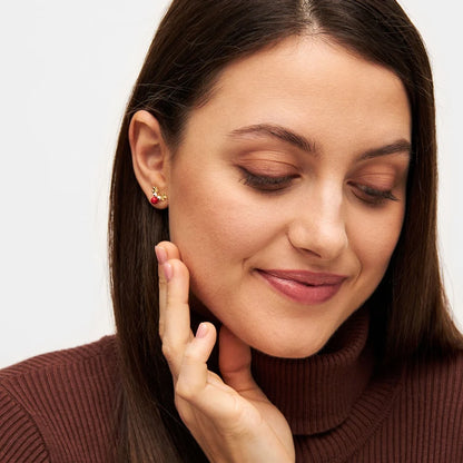 LULU CPH Rudolph ørestik i guld med rød næse og øjne - det perfekte julesmykke