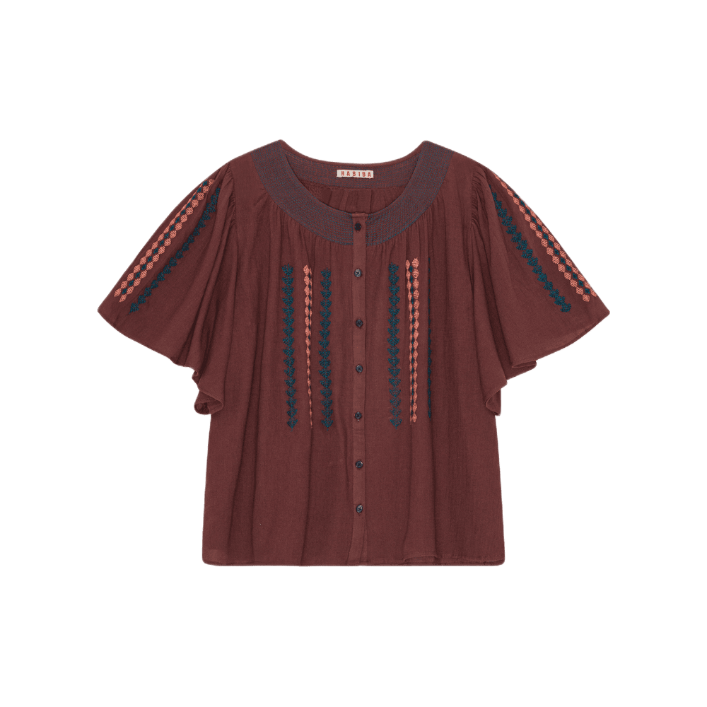 Romania Butterfly Skjorte - Øko Bomuld - Burgundy