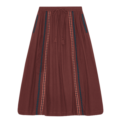 Romania Nederdel - Øko Bomuld - Burgundy
