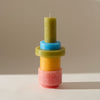 CANDL STACK 03 i farven 'Pink/Yellow' indeholder 1 stak af 5 moduler i forskellige dimensioner og farver - lyserød, gul, grøn og blå. 
