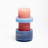 CANDL STACK 04 i farven 'Red/Blue' indeholder 1 stak af 4 moduler i forskellige dimensioner og farver - blå, lyserød og koral.