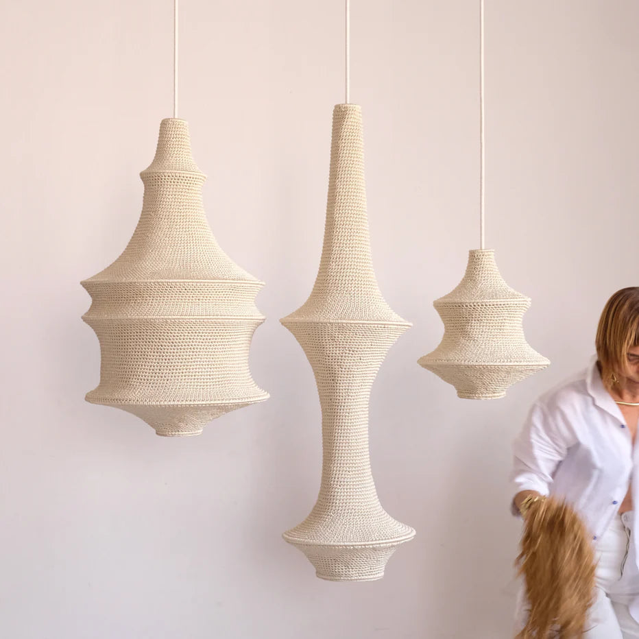 Saint III Hæklet Loftslampe - Beige