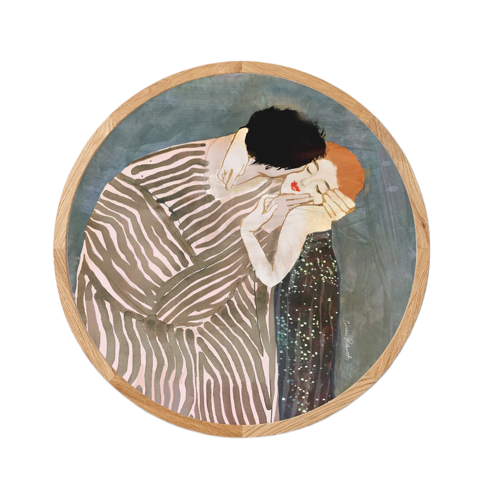 Rund Kunsttryk m. Ramme - The Kiss