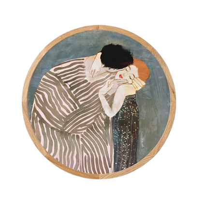 Rund Kunsttryk m. Ramme - The Kiss