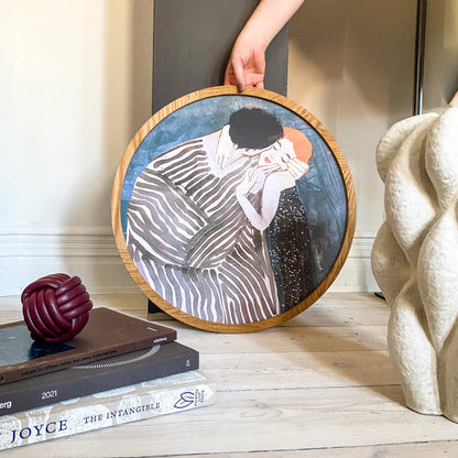 Rund Kunsttryk m. Ramme - The Kiss