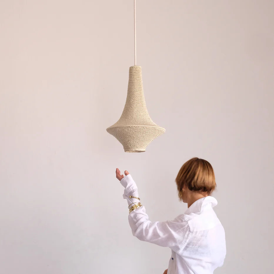 Small Wahad Hæklet Loftslampe - Beige