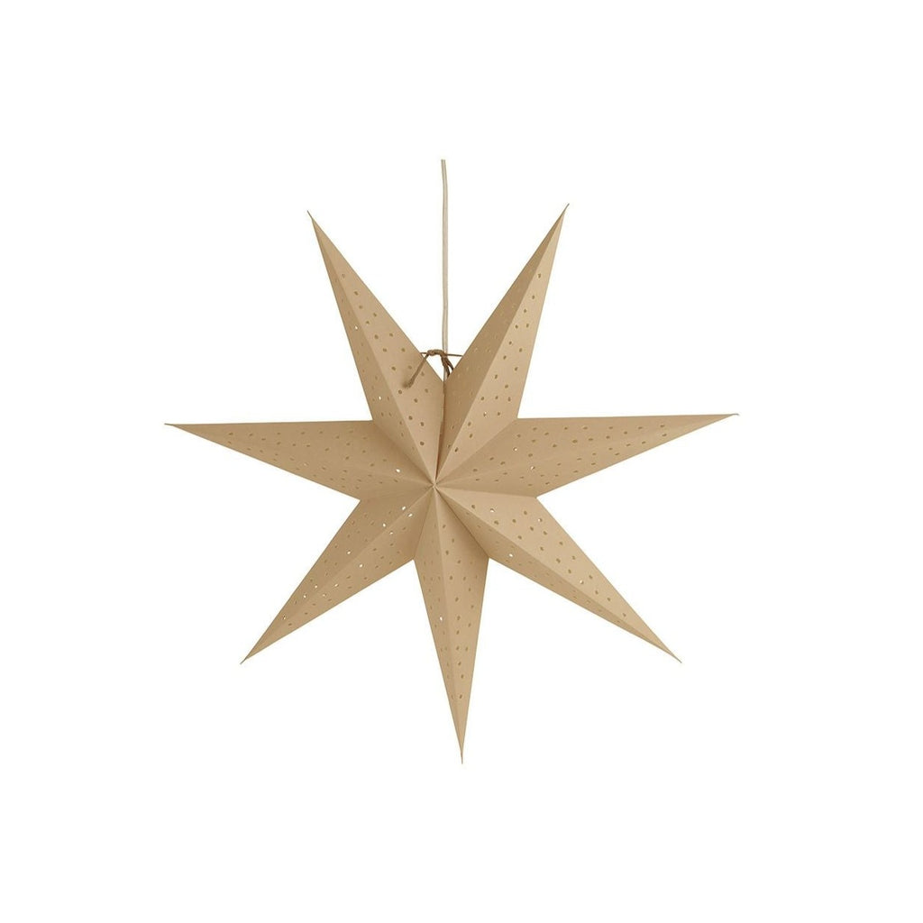Papirstjernen Stella 60 Beige har med sine lige linjer fået en blødere og varmere fremtoning i sin lyse, naturtonede nuance. Omfavn lyset, der skinner gennem denne julestjernes håndslåede små huller. En håndfoldet, klassisk adventsstjerne til det moderne, skandinaviske hjem.