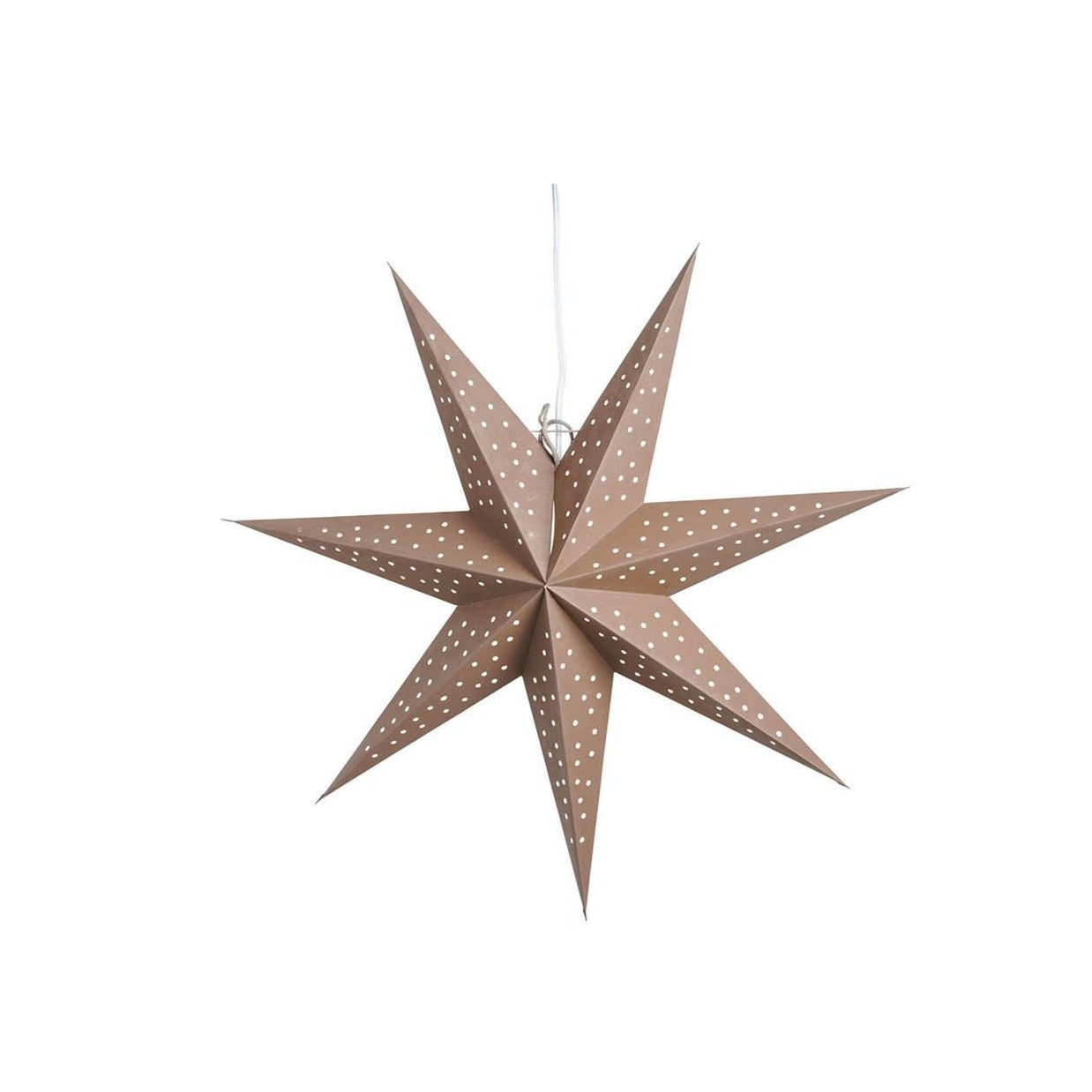 Papirstjernen Stella 60 Beige har med sine lige linjer fået en blødere og varmere fremtoning i sin lyse, naturtonede nuance. Omfavn lyset, der skinner gennem denne julestjernes håndslåede små huller. En håndfoldet, klassisk adventsstjerne til det moderne, skandinaviske hjem.