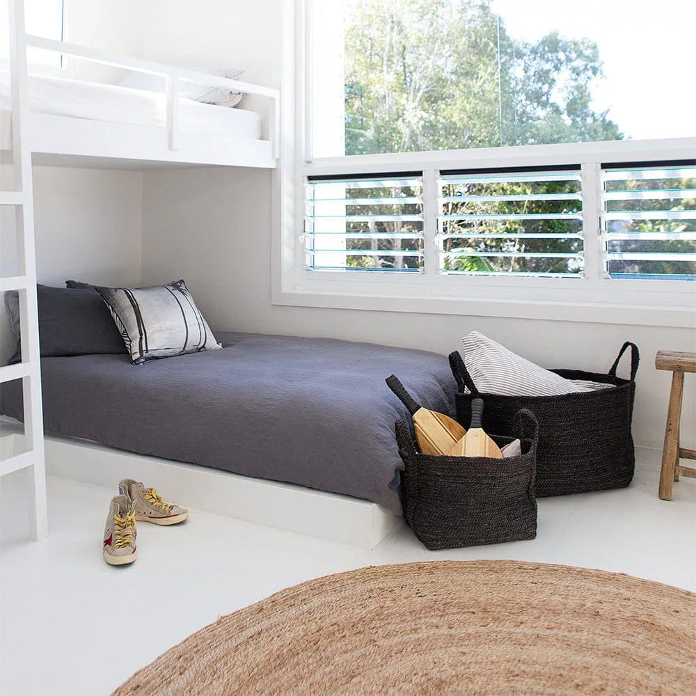 Firkantet Kurv - Jute - Charcoal