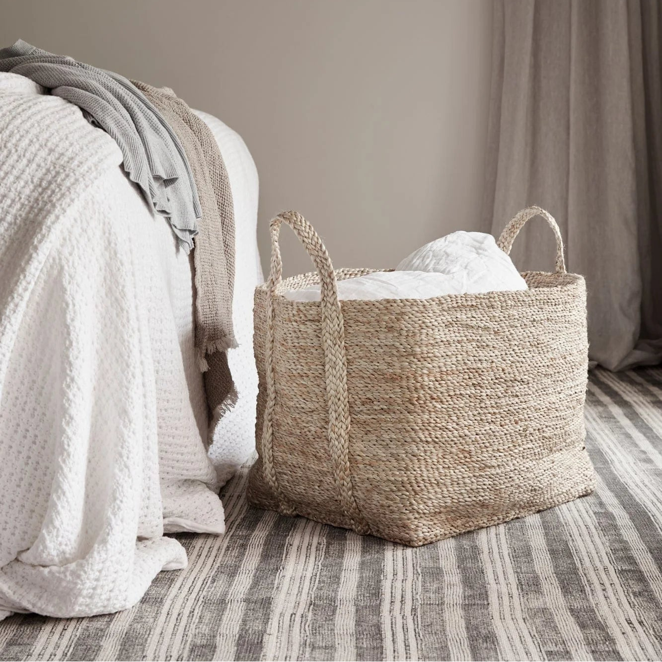 Firkantet Stor Kurv - Jute - Natural