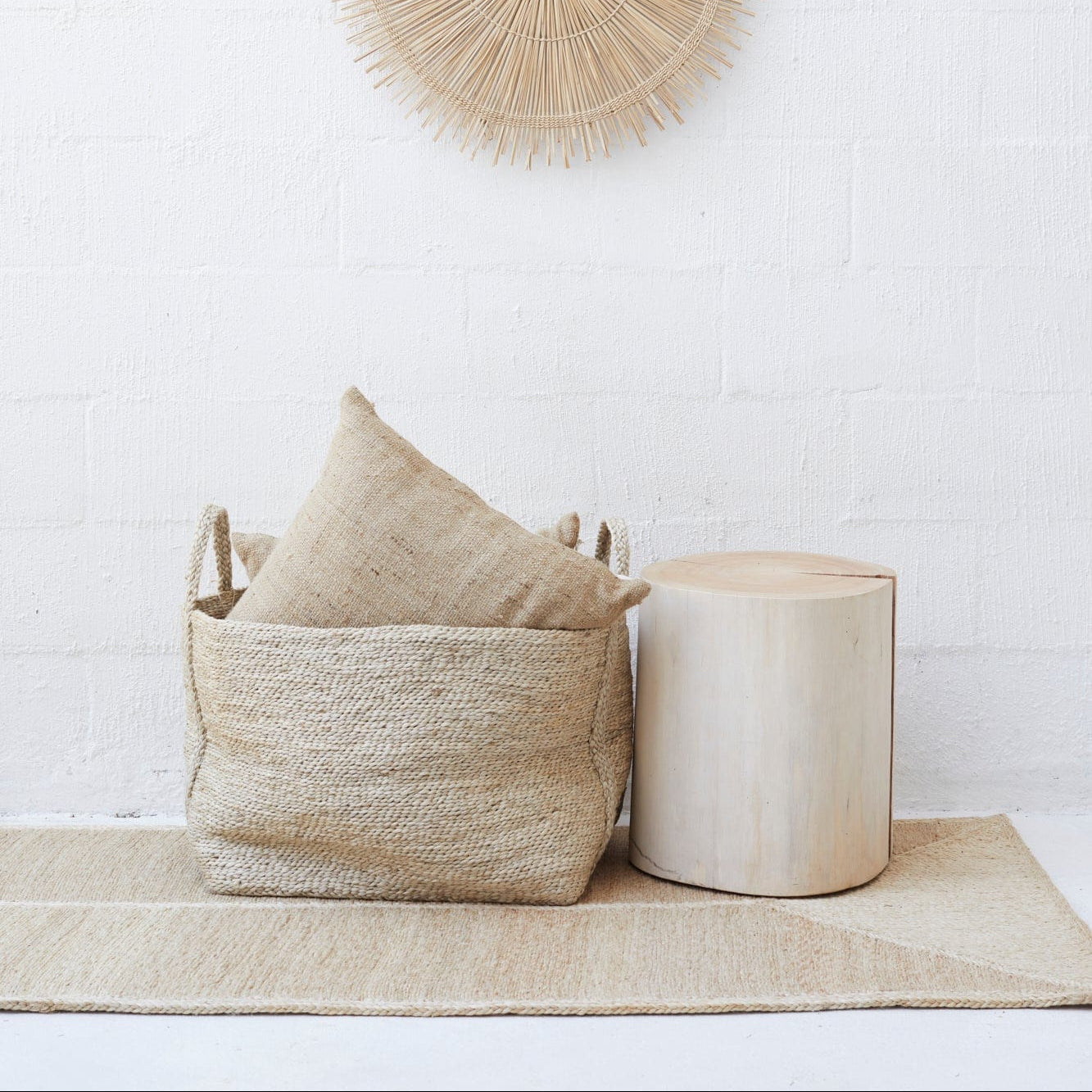Firkantet Stor Kurv - Jute - Natural