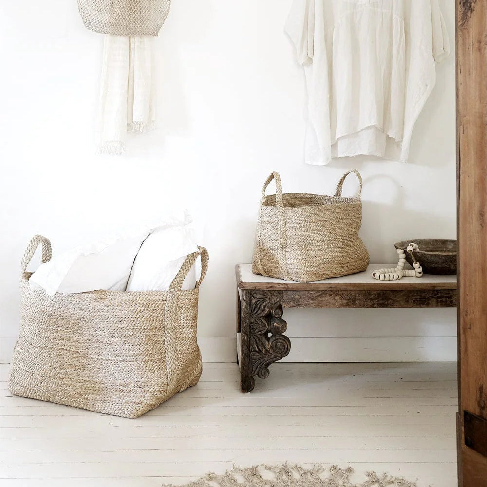 Firkantet Kurv - Jute - Natural