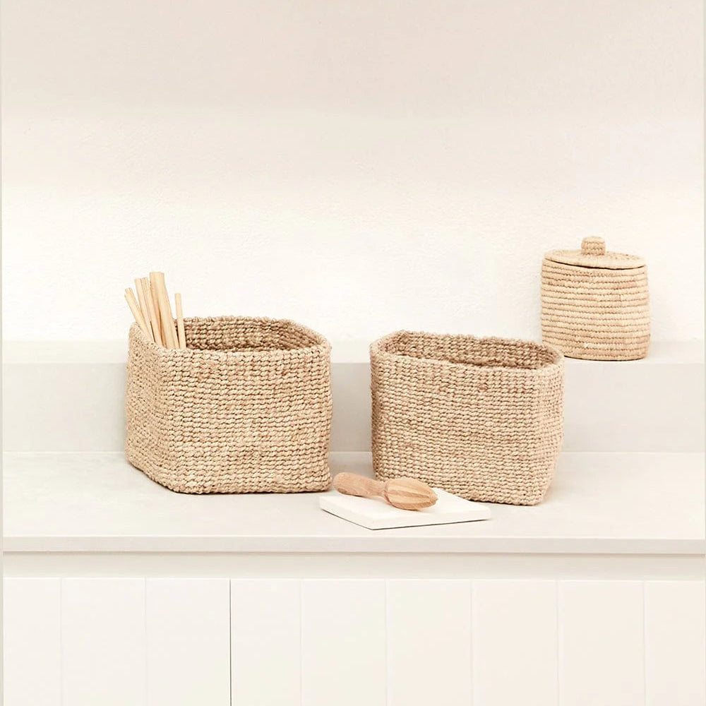 Lille Sona Duo Firkantet Kurv - Jute - Natural