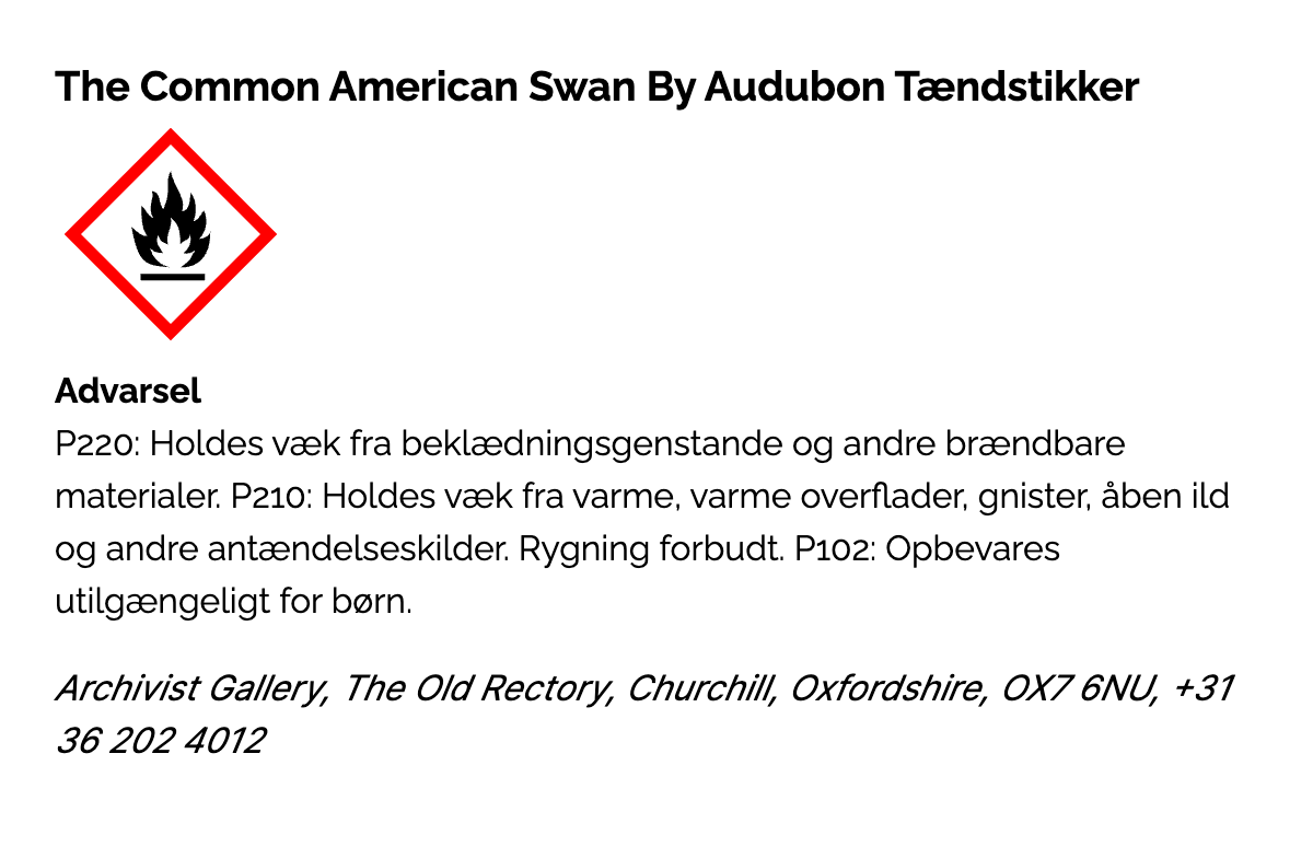 Tændstikker - The Common American Swan By Audubon