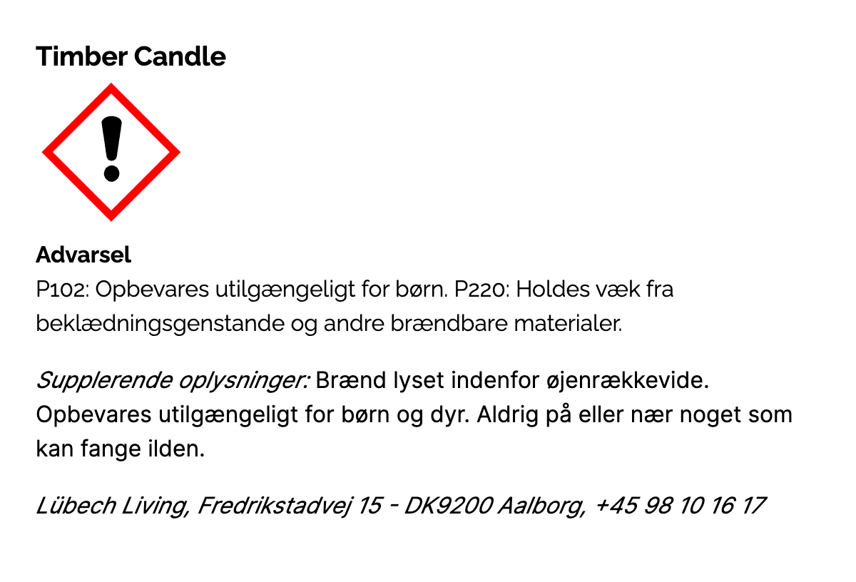 Timber - Allergivenlige Bloklys - Cane Sugar