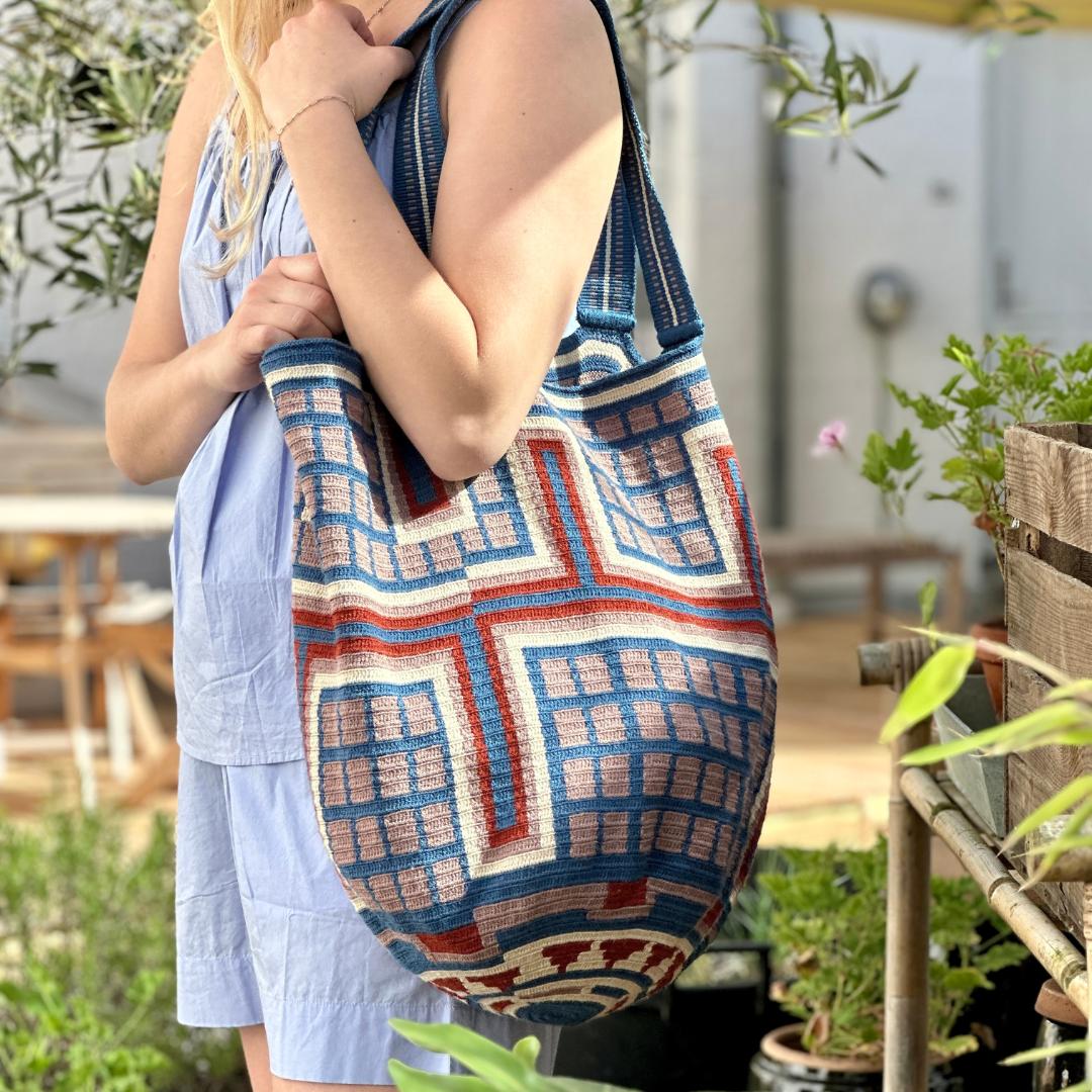 Tote Bag - DOLPHIN - Denim Blue & Lilac