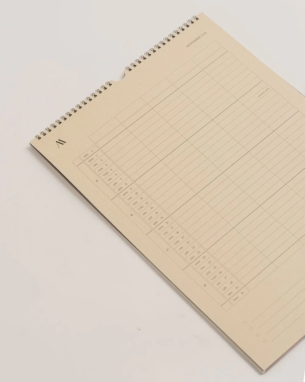 Atelier Aarhus vægkalender 2026 med spiralryg