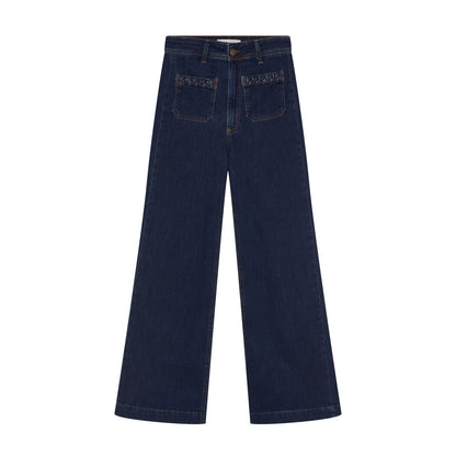 Giulietta jeans med høj talje og frontlommer i Blue Denim fra Maison Hotel