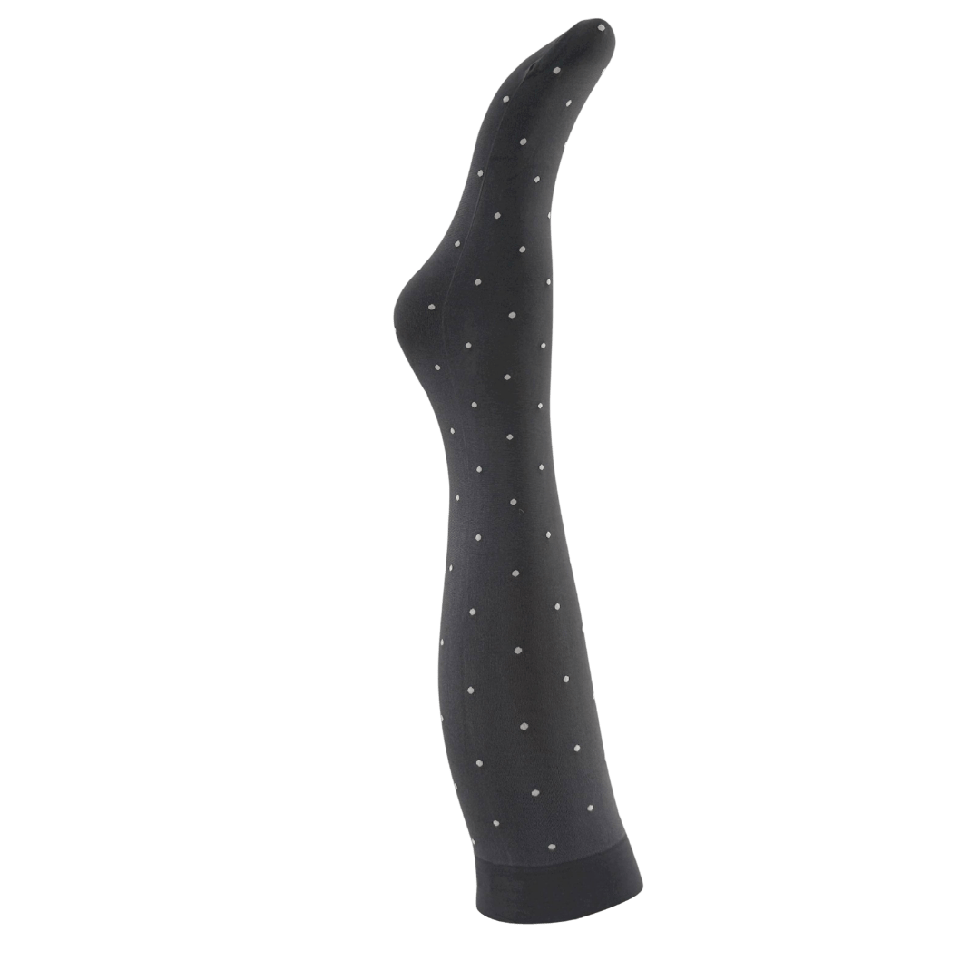 Agnes Knæstrømper - Dark Grey w. off white dots