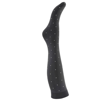 Agnes Knæstrømper - Dark Grey w. off white dots