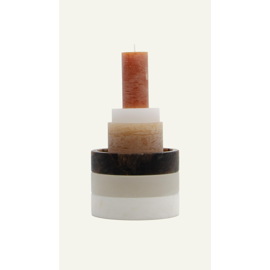 CANDL STACK, Large Holder Alabaster - Brown
