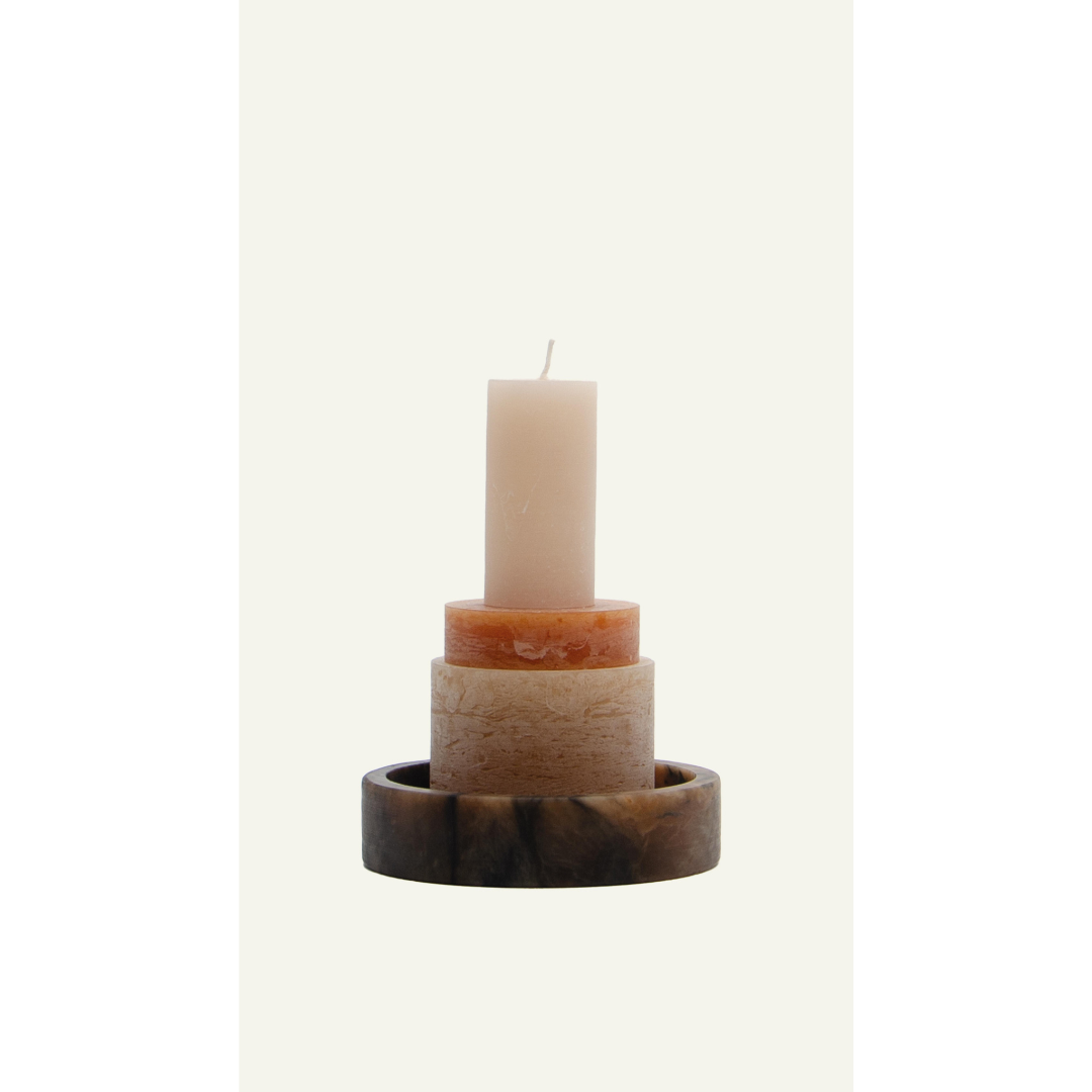 CANDL STACK, Large Holder Alabaster - Brown