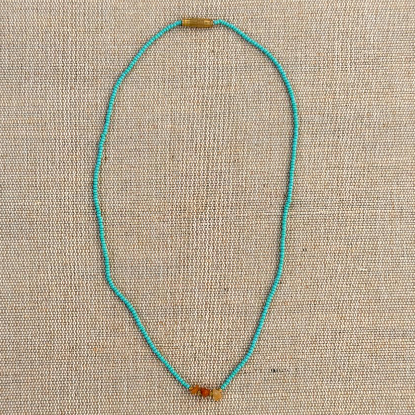 NURI Perlehalskæde m. Carneol - Turquoise