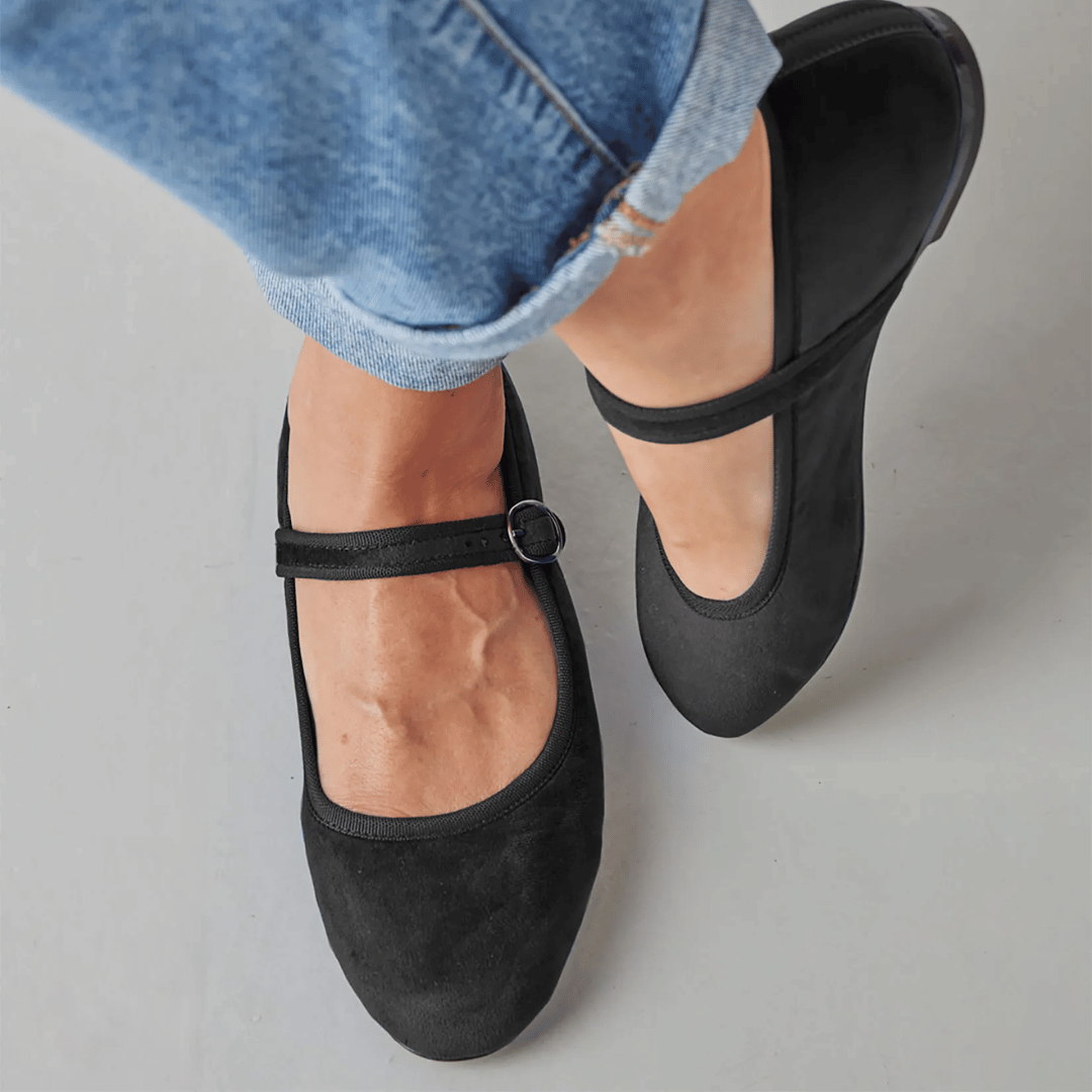 Sorte mary jane ballerina sko 