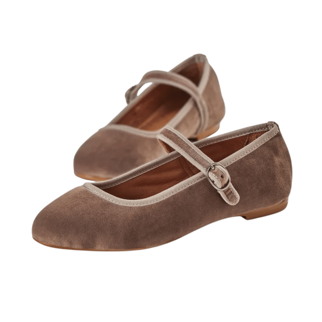 Brune mary jane ballerina sko