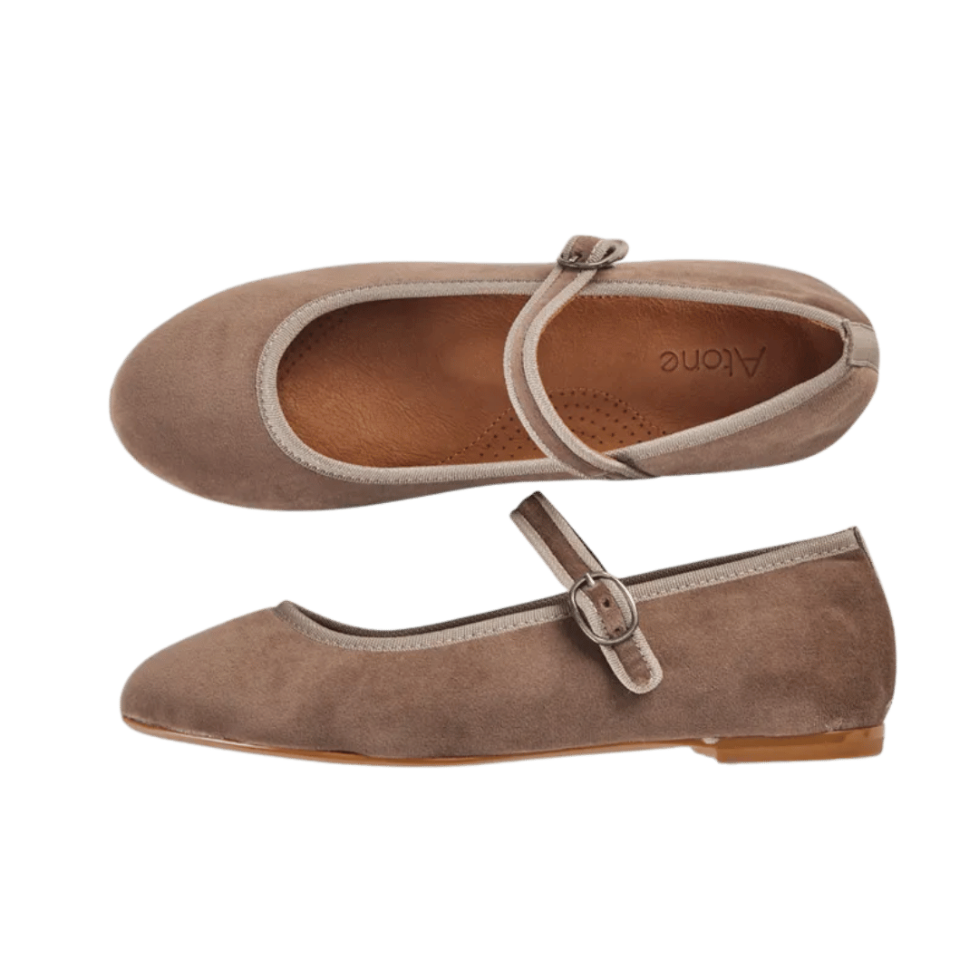 Brune mary jane ballerina sko