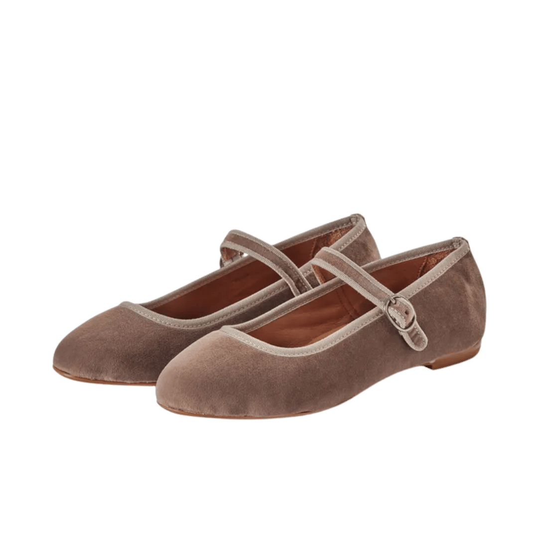 Brune mary jane ballerina sko