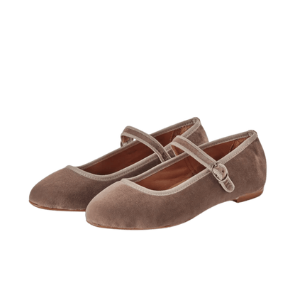 Brune mary jane ballerina sko