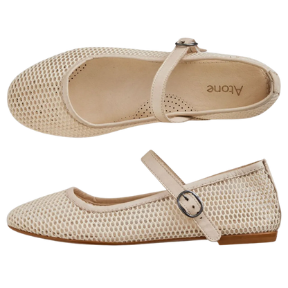 Off White mesh ballerina fra Atone Cph med støtte i sålen