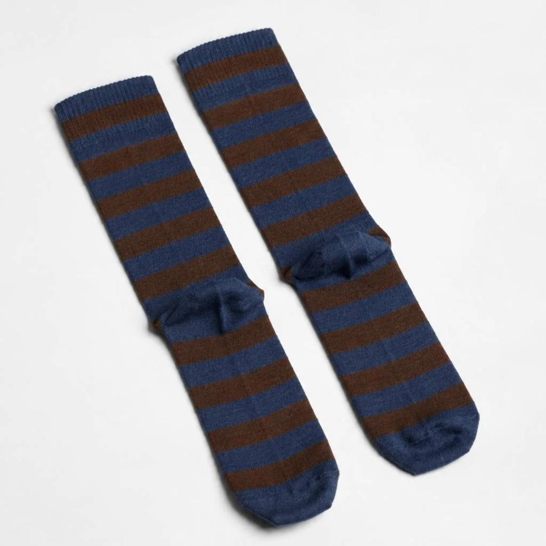 Vilnius Path - Strømper - Brown &amp; Blue Stripe