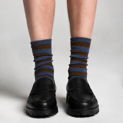 Vilnius Path - Strømper - Brown &amp; Blue Stripe