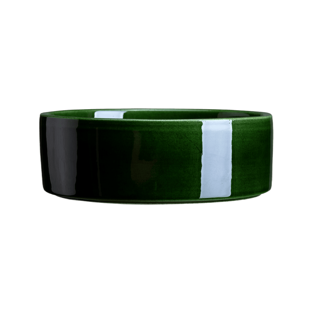 Bergs potte hoff saucer/underskål i glasseret. Den er i farven emerald green, som er en grøn farve