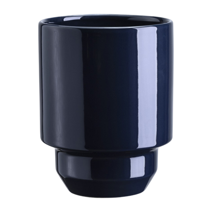 The Hoff Pot &amp; Saucer - Glaseret Sæt - Sapphire Blue