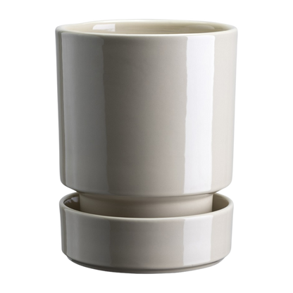 The Hoff Pot &amp; Saucer - Glaseret Sæt - Sandstone