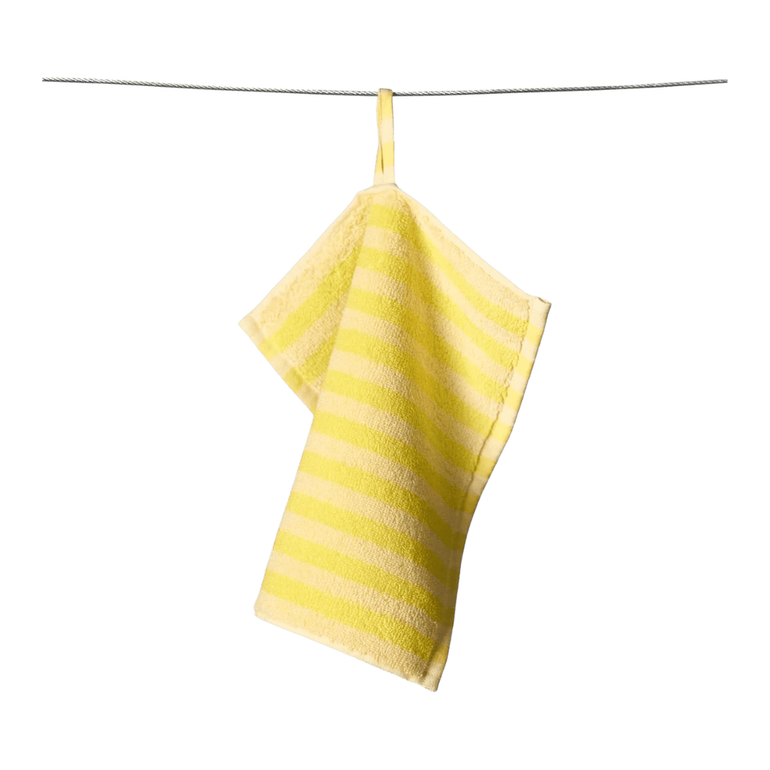 En lille vaskeklud fra Bongusta i gul stribet - økologisk og lækkert tykt