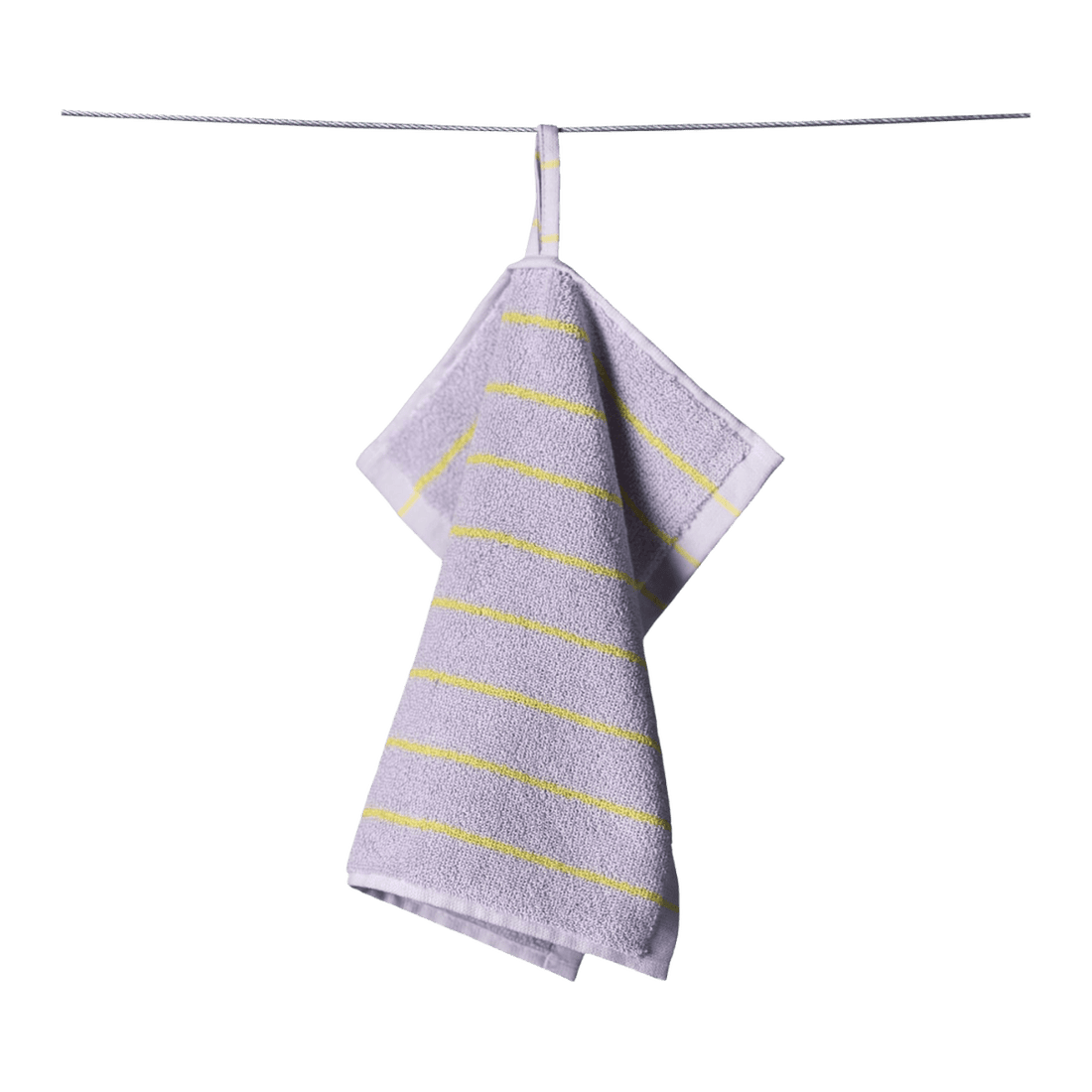 En stribet vaskeklud fra Bongusta i lilla med gule striber