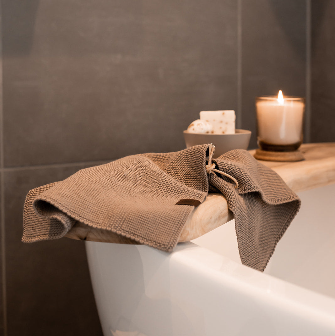 Strikket Håndklæde - Øko GOTS Bomuld - Khaki