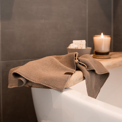 Strikket Håndklæde - Øko GOTS Bomuld - Khaki
