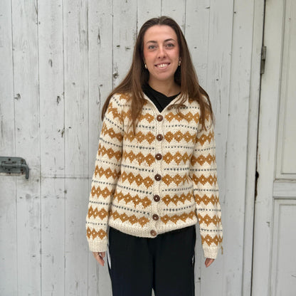 Boliviansk Cardigan - 100% Alpachauld - Gul