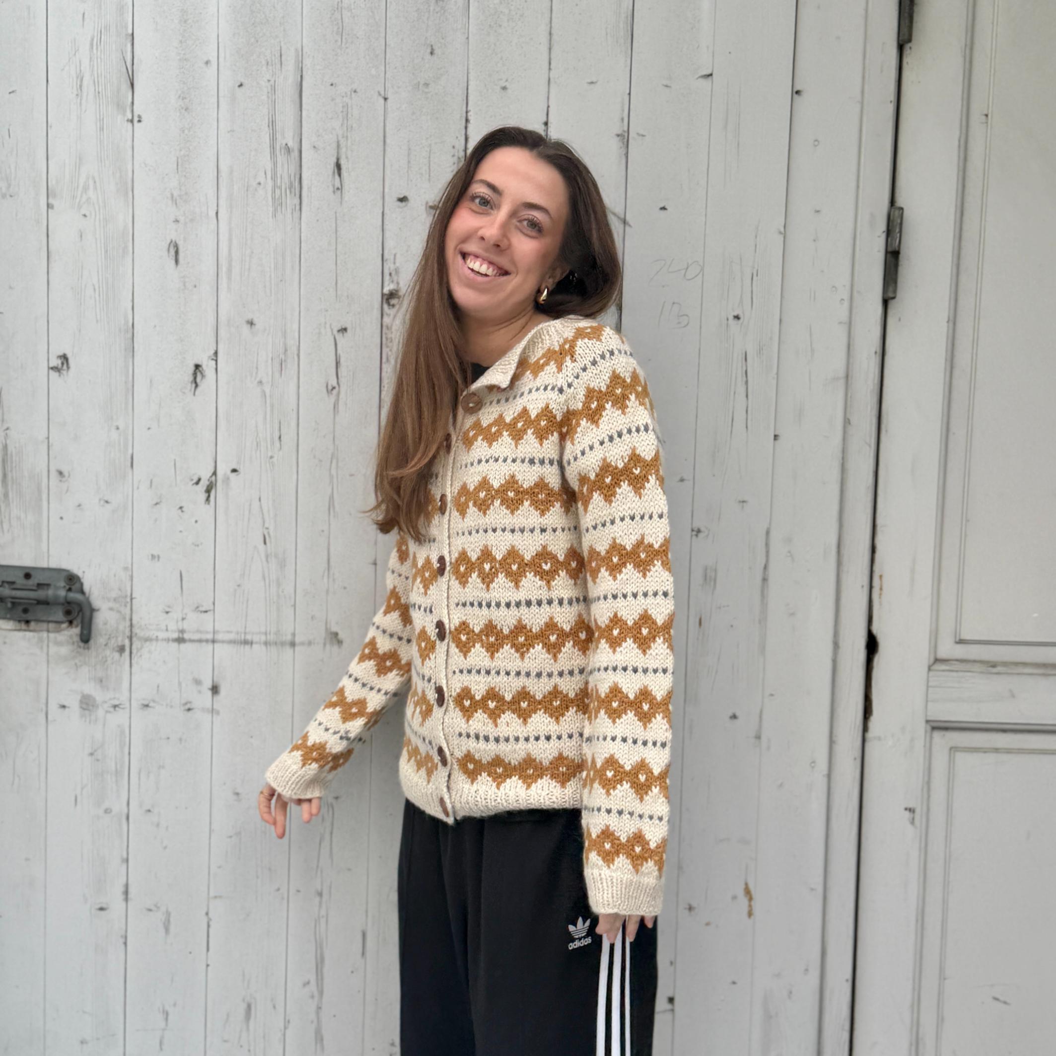 Boliviansk Cardigan - 100% Alpachauld - Gul