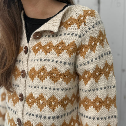 Boliviansk Cardigan - 100% Alpachauld - Gul