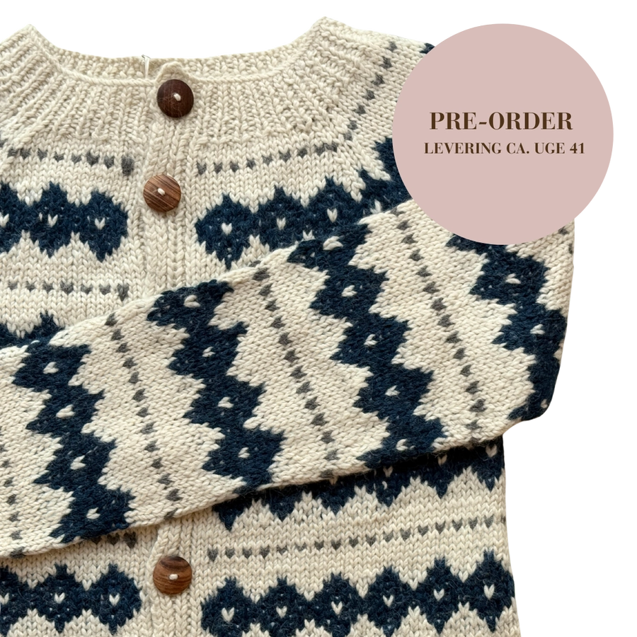 PREORDER Boliviansk Cardigan - 100% Alpachauld - Blå