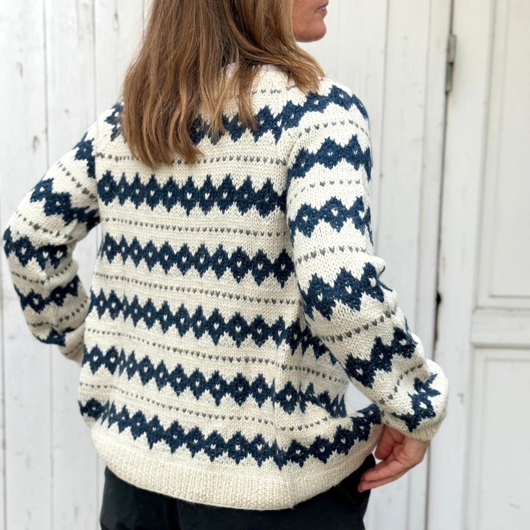PREORDER Boliviansk Cardigan - 100% Alpachauld - Blå