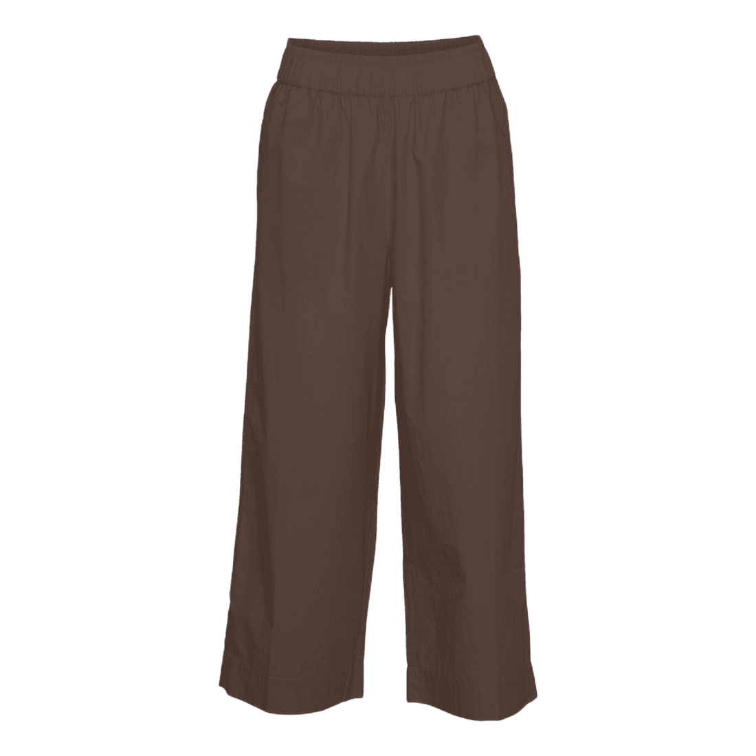 Copenhagen bukserne fra frau er en buks med et bredt benforløb. Disse er i ekstra længde, i bomuld og i brun