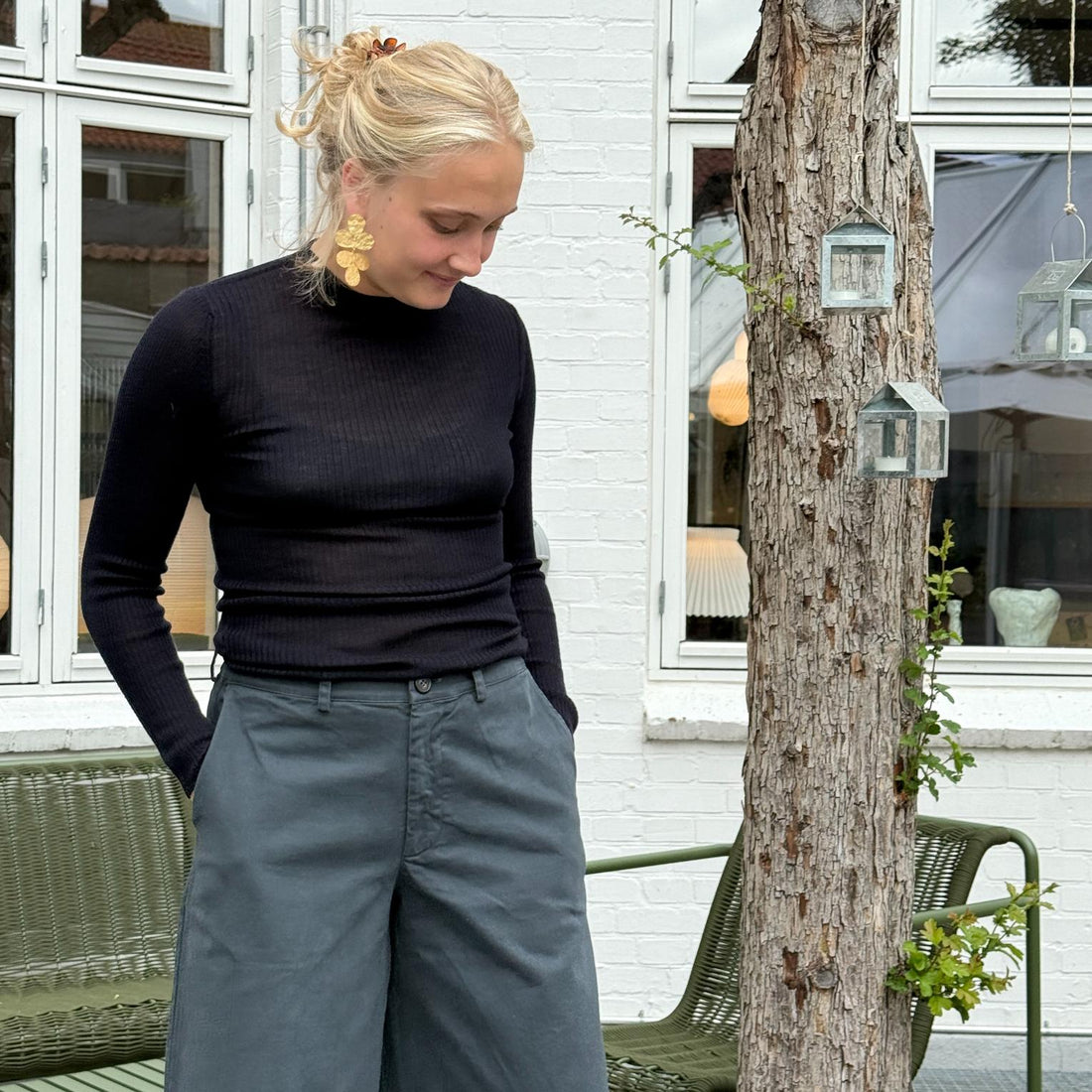 NESI Bluse - Uld/Silke - Blue (700)