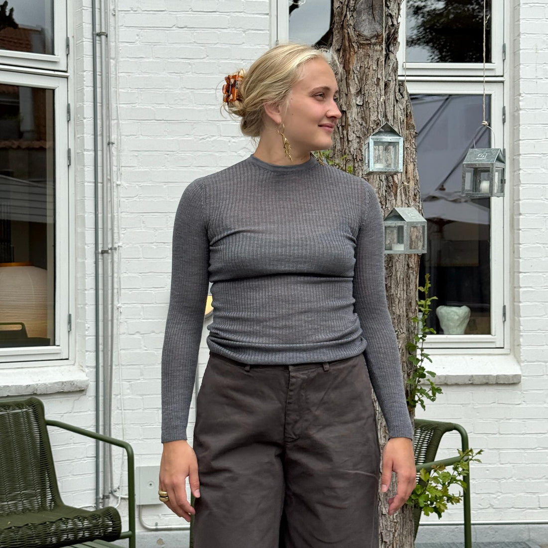 NESI Bluse - Uld/Silke - Grey (58)